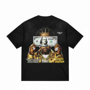 Vintage Graphic"Born to Rich" Tops Tshirt streetwear, Y2K style Casual Cotton Classic Crewneck DesignTees