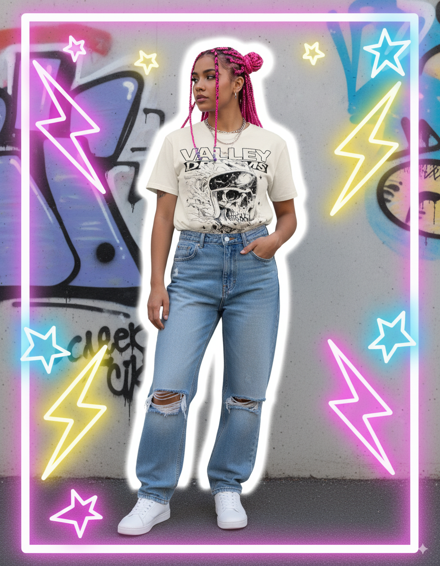 “Valley Dreams: Champions Tour 3005” – Unisex Y2K Graphic Tee | Kids & Adult Sizes | 100% Cotton | Harajuku Streetwear