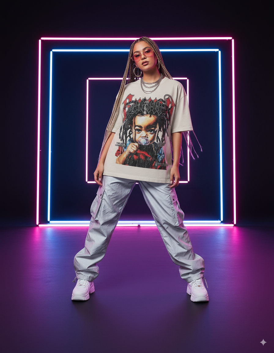 “Baby Ghetto Star Tee” – Unisex Y2K Graphic Tee | Kids & Adult Sizes | 100% Cotton | Harajuku Streetwear