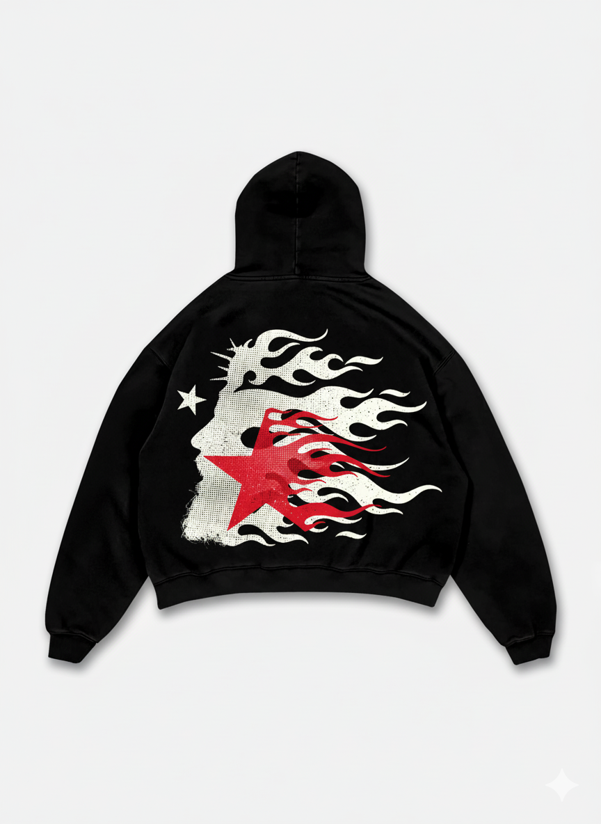 Jesus Flame Silhouette Vintage Graphic Cotton Hoodie
