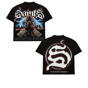 “Saints & Sinners” – Unisex Y2K Graphic Tee | Kids & Adult Sizes | 100% Cotton | Harajuku Streetwear