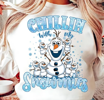 Chillin’ With My Snowmies Christmas Sweatshirt – Cute Snowman Winter Pullover