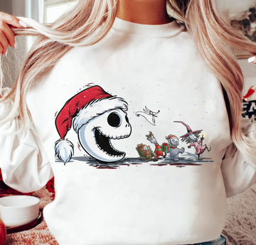 Skeleton Santa Christmas Sweatshirt – Funny Holiday Pullover for Women And Men