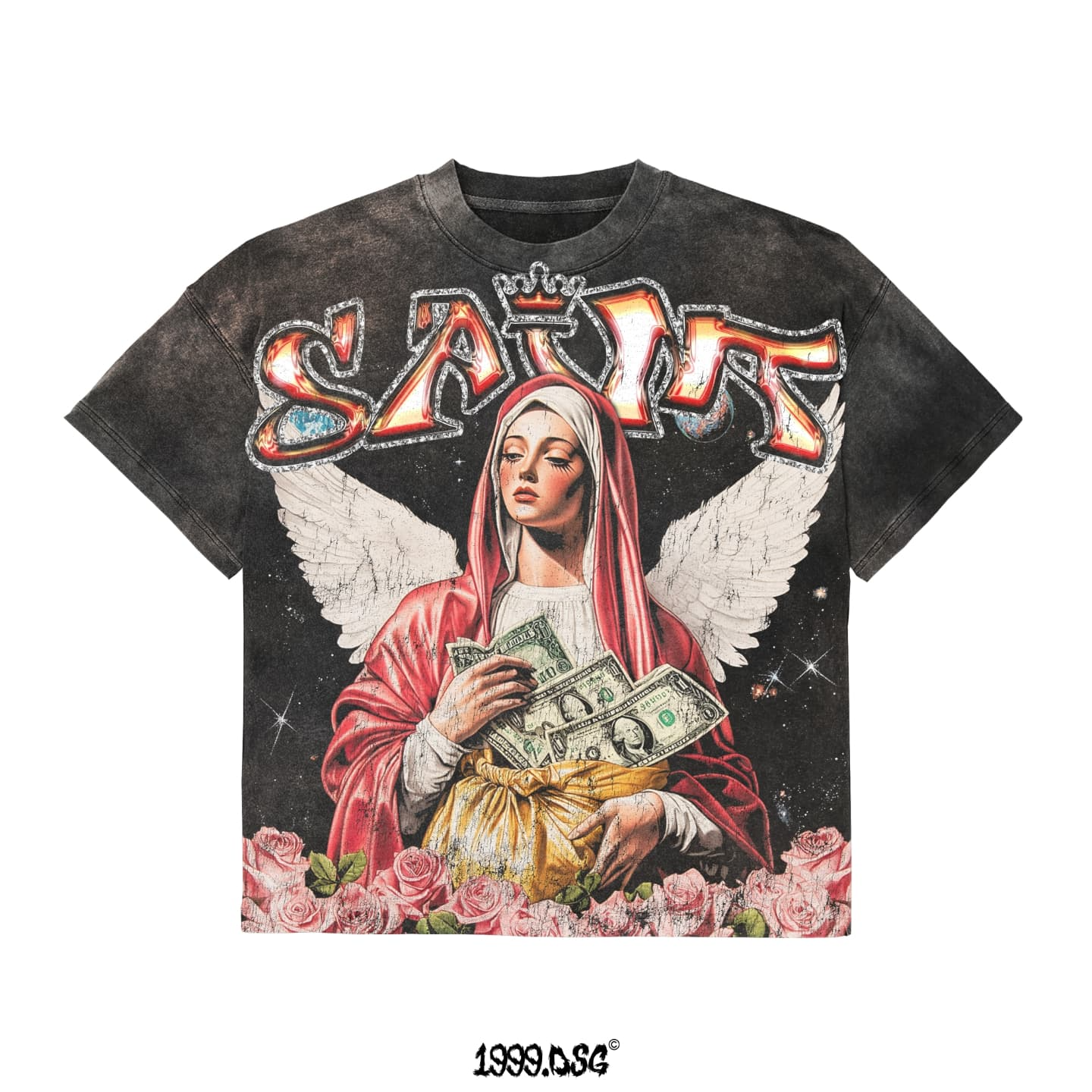Y2K Streetwear Classic Fit Graphic T-Shirt – Saint Money Print for Women