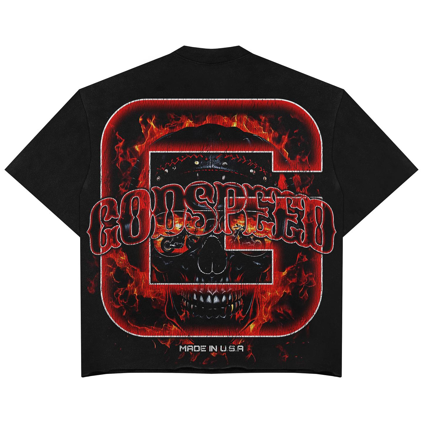 Y2K Streetwear Classic Fit Graphic T-Shirt – Godspeed Skull Flame Print