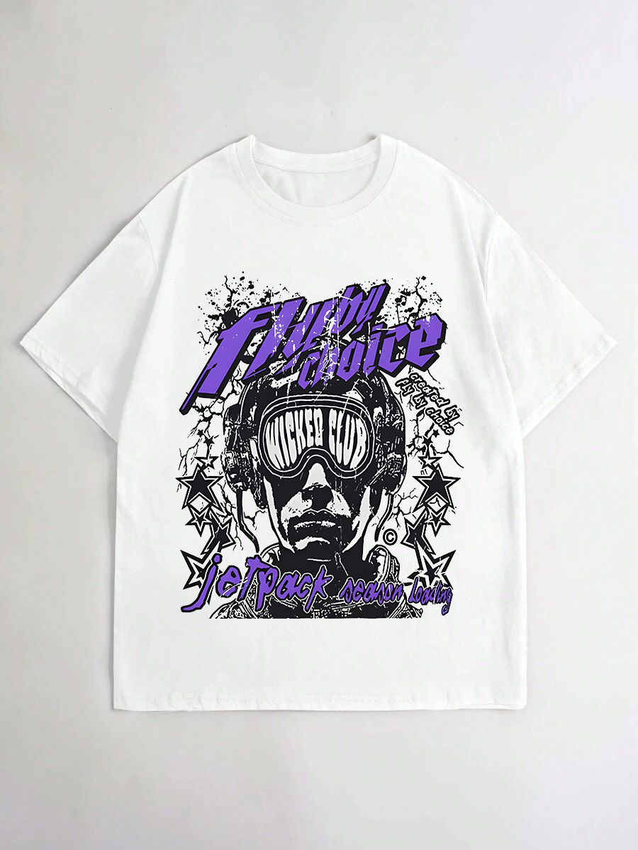Fly By Choice Death In Purple Graphic 100% Cotton T-Shirt