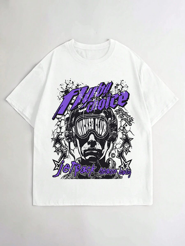 Fly By Choice Death In Purple Graphic 100% Cotton T-Shirt