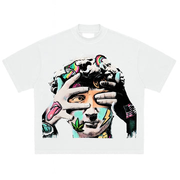 Streetwear Classic Tshirt – David Statue Graphic Tee Y2K