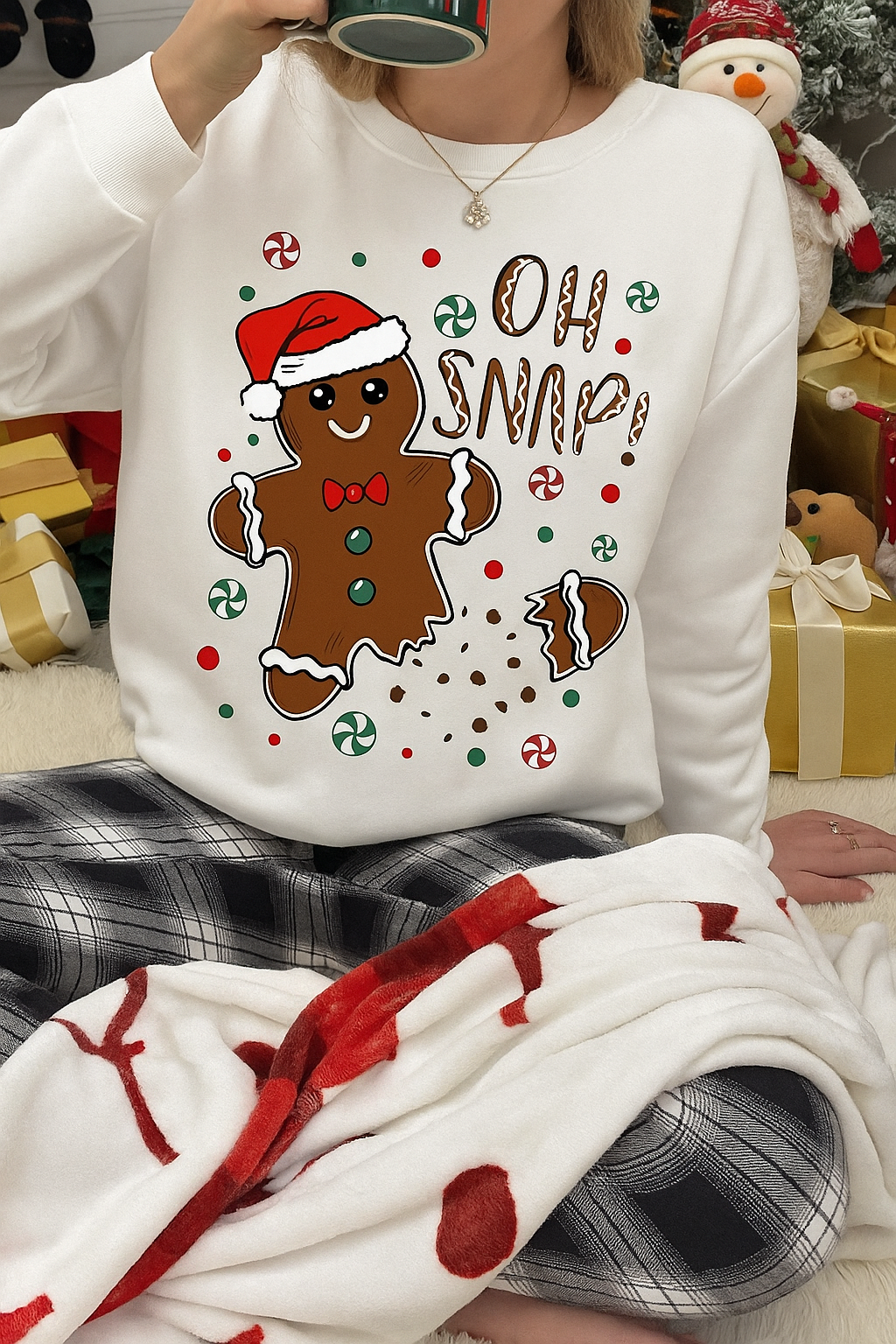 Oh Snap! Gingerbread Man Christmas Sweatshirt – Funny Holiday Pullover for Winter