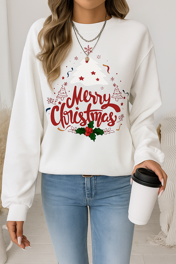 Merry Christmas Red Sweatshirt – Festive Holiday Pullover for Women and Men