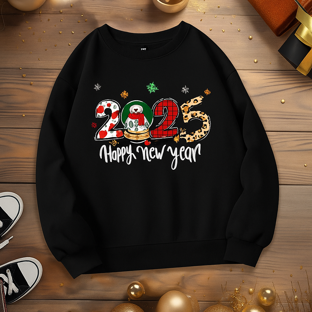 2025 Happy New Year Sweatshirt – Festive Winter Pullover for Holiday Celebrations