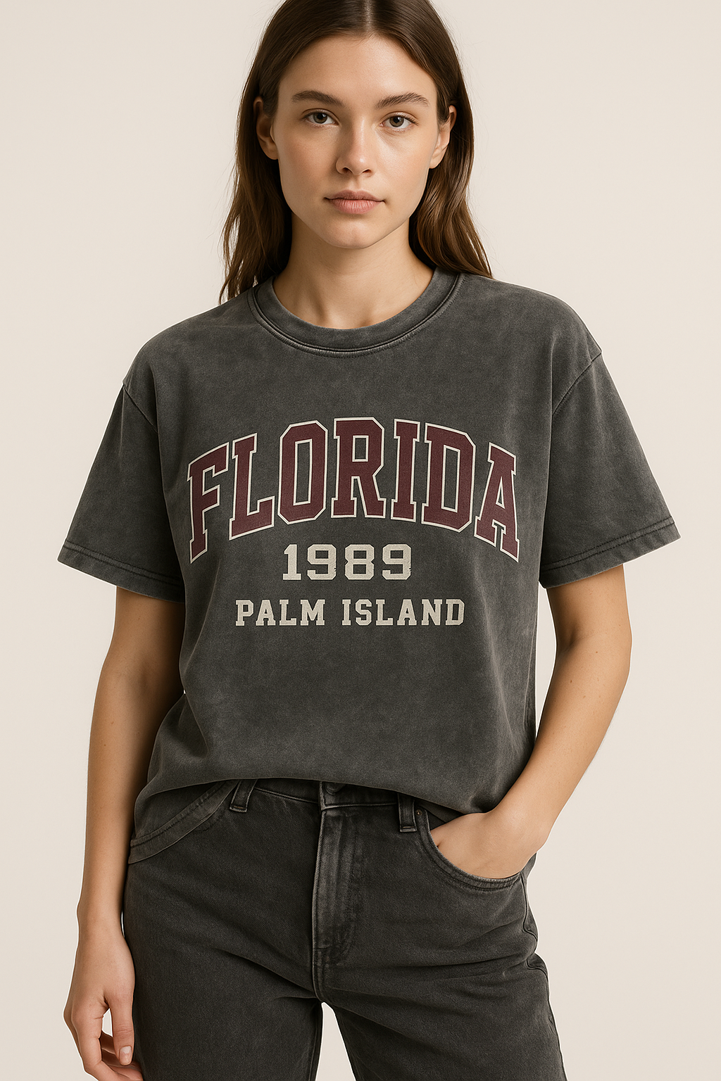 Summer Women's Fun Print Hip-Hop Florida Letters Personalized Pattern Print Street, Y2k Clothing Women's Clothing, Suitable For Outdoor Leisure