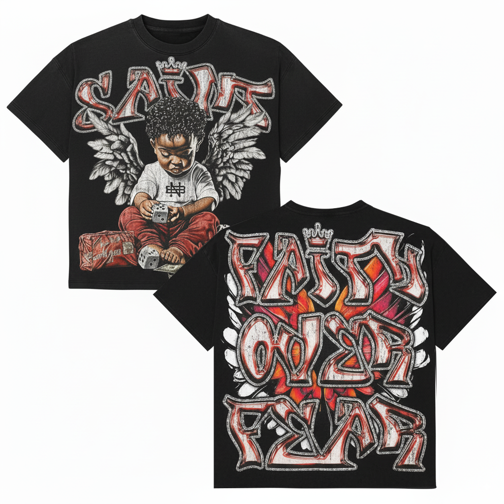 “Faith Over Fear Tee ” – Unisex Y2K Graphic Tee | Kids & Adult Sizes | 100% Cotton | Harajuku Streetwear