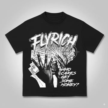 Y2k Graphic "Flyrich black and white" Personalize Printed Tshirt Casual Crewneck