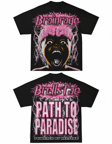 Y2K Graphic "Brainrage: Path to Paradis" Personalize Printed Tshirt Casual Cotton Crewneck Sleeve Top Womenswear