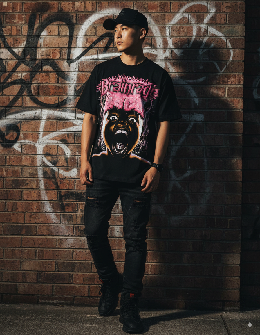 Y2K Graphic "Brainrage: Path to Paradis" Personalize Printed Tshirt Casual Cotton Crewneck Sleeve Top Womenswear