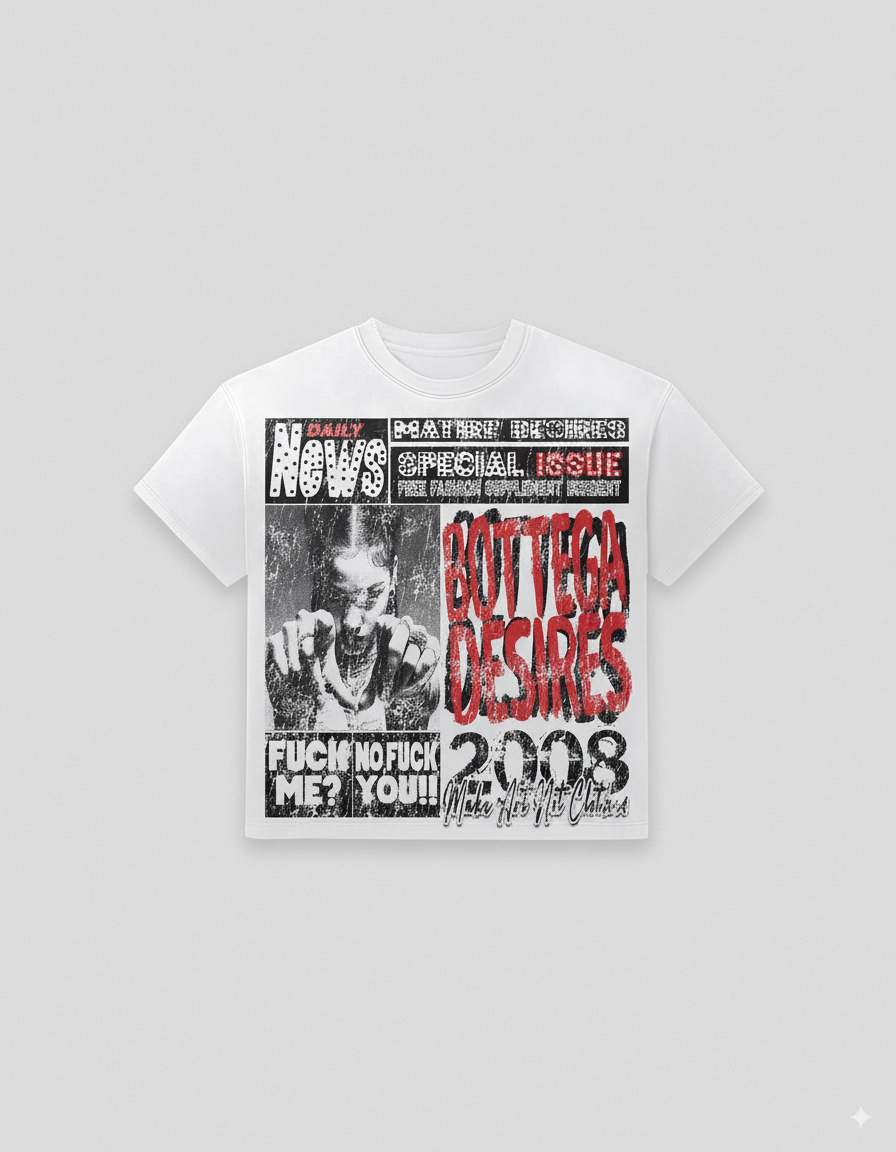 "Bottega Desires: Punk Rebellion Tee ” – Unisex Y2K Graphic Tee | Kids & Adult Sizes | 100% Cotton | Harajuku Streetwear