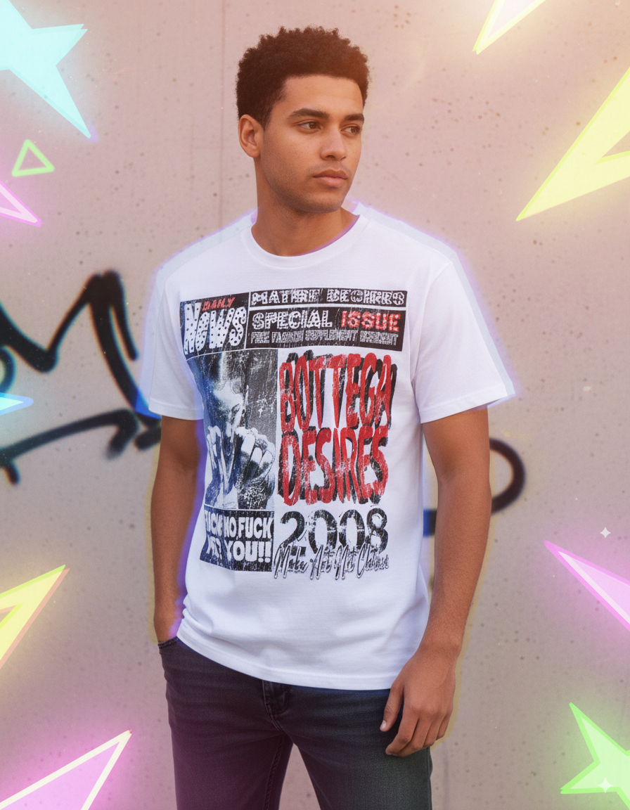"Bottega Desires: Punk Rebellion Tee ” – Unisex Y2K Graphic Tee | Kids & Adult Sizes | 100% Cotton | Harajuku Streetwear