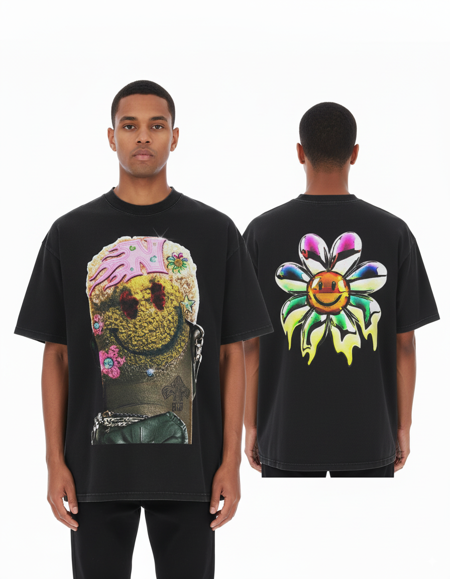 “Psycho Flower” – Unisex Y2K Graphic Tee | Kids & Adult Sizes | 100% Cotton | Harajuku Streetwear