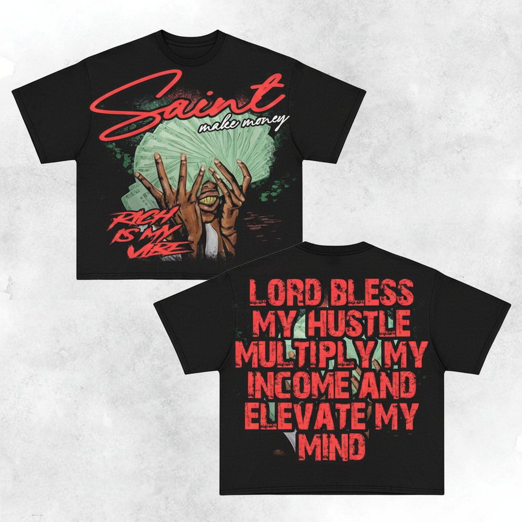 “Blessed Hustler Tee” – Unisex Y2K Graphic Tee | Kids & Adult Sizes | 100% Cotton | Harajuku Streetwear