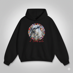 Fashion Peace In War Print Graphic Loose Hoodie