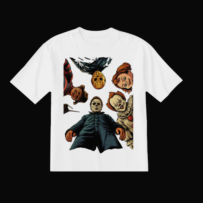 Halloween Horror Villains T-Shirt – Scary Movie Characters Graphic Tee for Men & Women &Kid