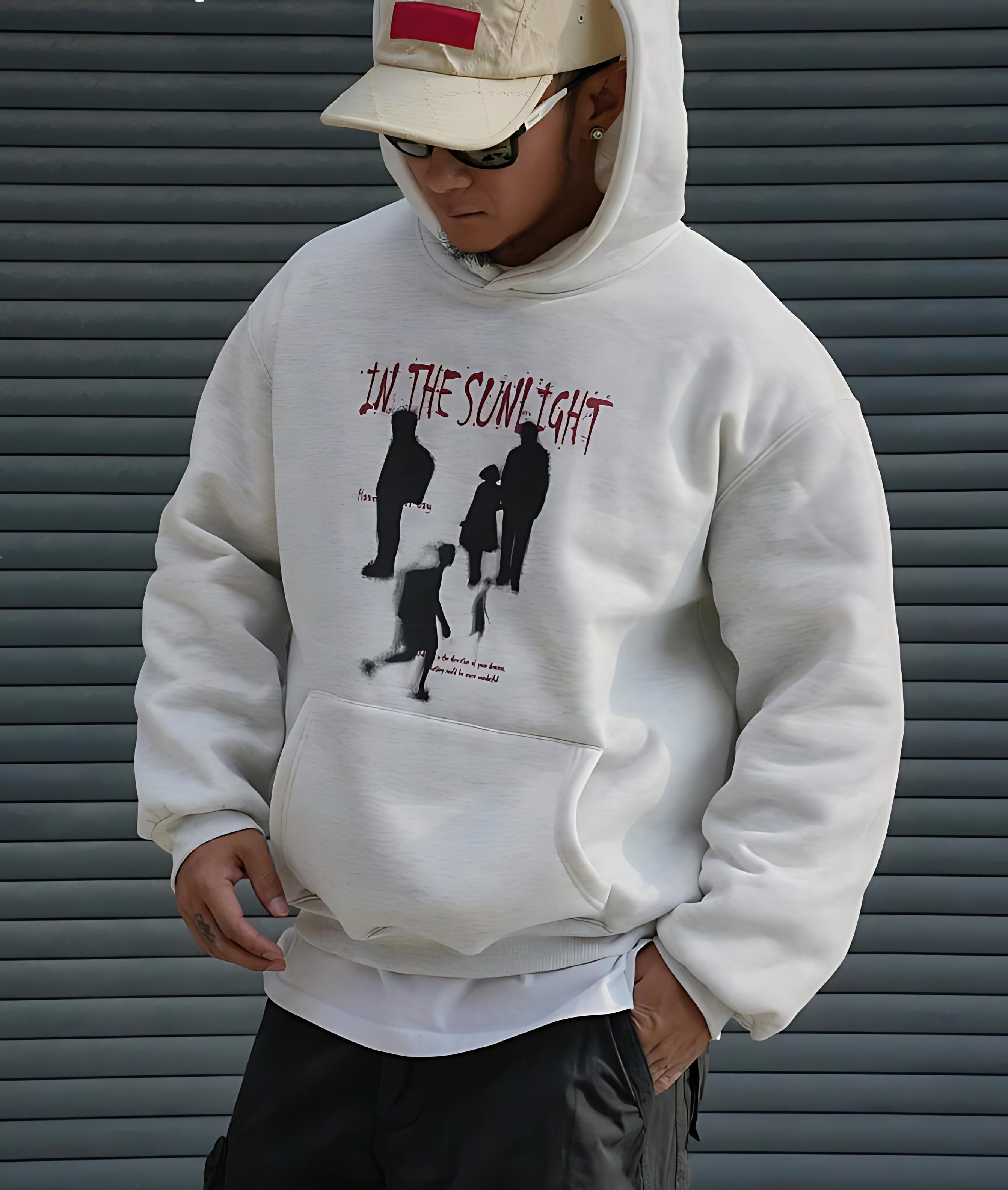 Men's Casual Slogan Figure Print Long Sleeve Hoodie Sweatshirt, Autumn And Winter
