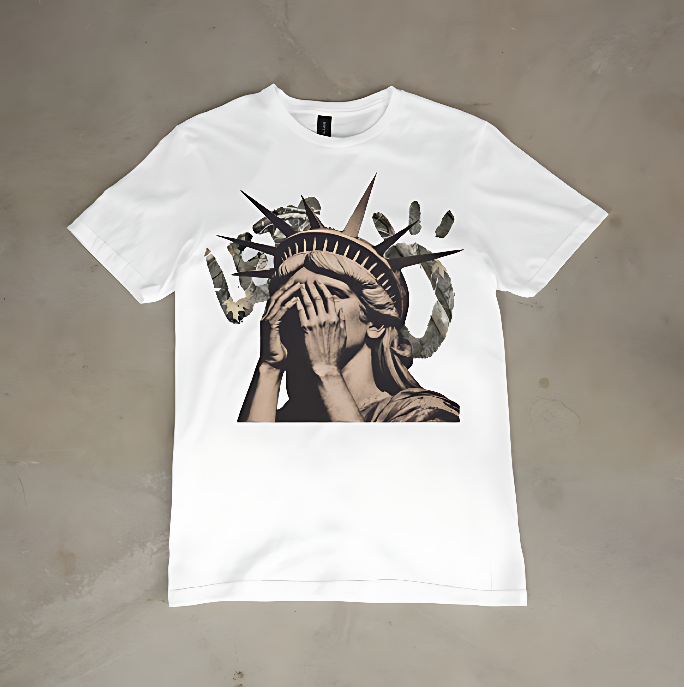 Men's Street Style Covering Face Statue Of Liberty  Print T-Shirt