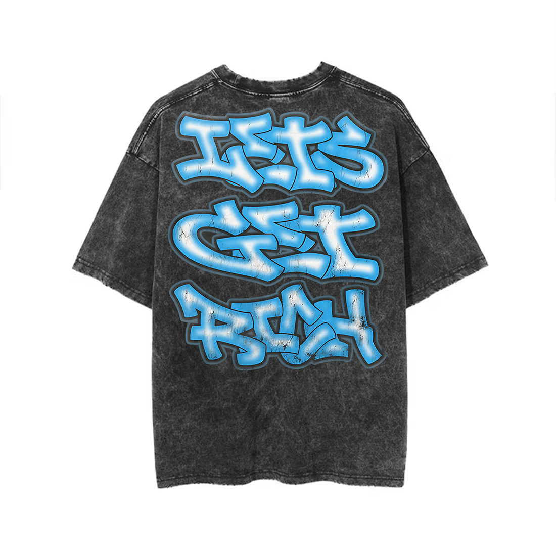 Vintage Graphic"LET'S GET RICH" Tops Wash Tshirt streetwear, Y2K style Casual Cotton Classic Crewneck DesignTees