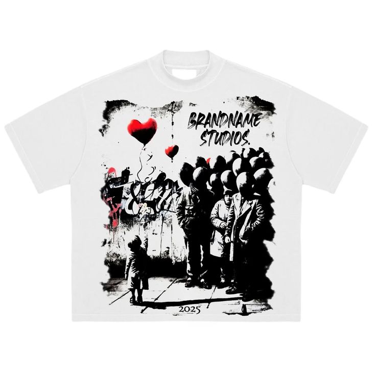 Street Art Balloon Oversized Graphic T-Shirt – Banksy Style Y2K Tee