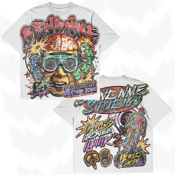 “OVERTHINK DOWN” – Unisex Y2K Graphic Tee | Kids & Adult Sizes | 100% Cotton | Harajuku Streetwear