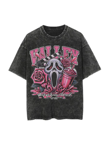 Vintage Washed Black Moviedie Tee Tops Men Women Print T-Shirt 100% Cotton T Shirt