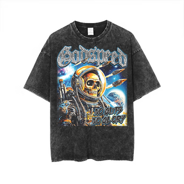 Vintage Graphic"No Guts No Glor" Tops Wash Tshirt streetwear, Y2K style Casual Cotton Classic Crewneck DesignTees