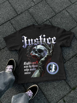 Justice Rights Skull Graphic Cotton T-shirt