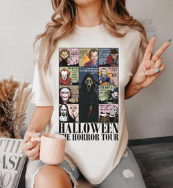 Halloween Horror Tour T-Shirt – Scary Movie Villains Graphic Tee for Men & Women & Kid