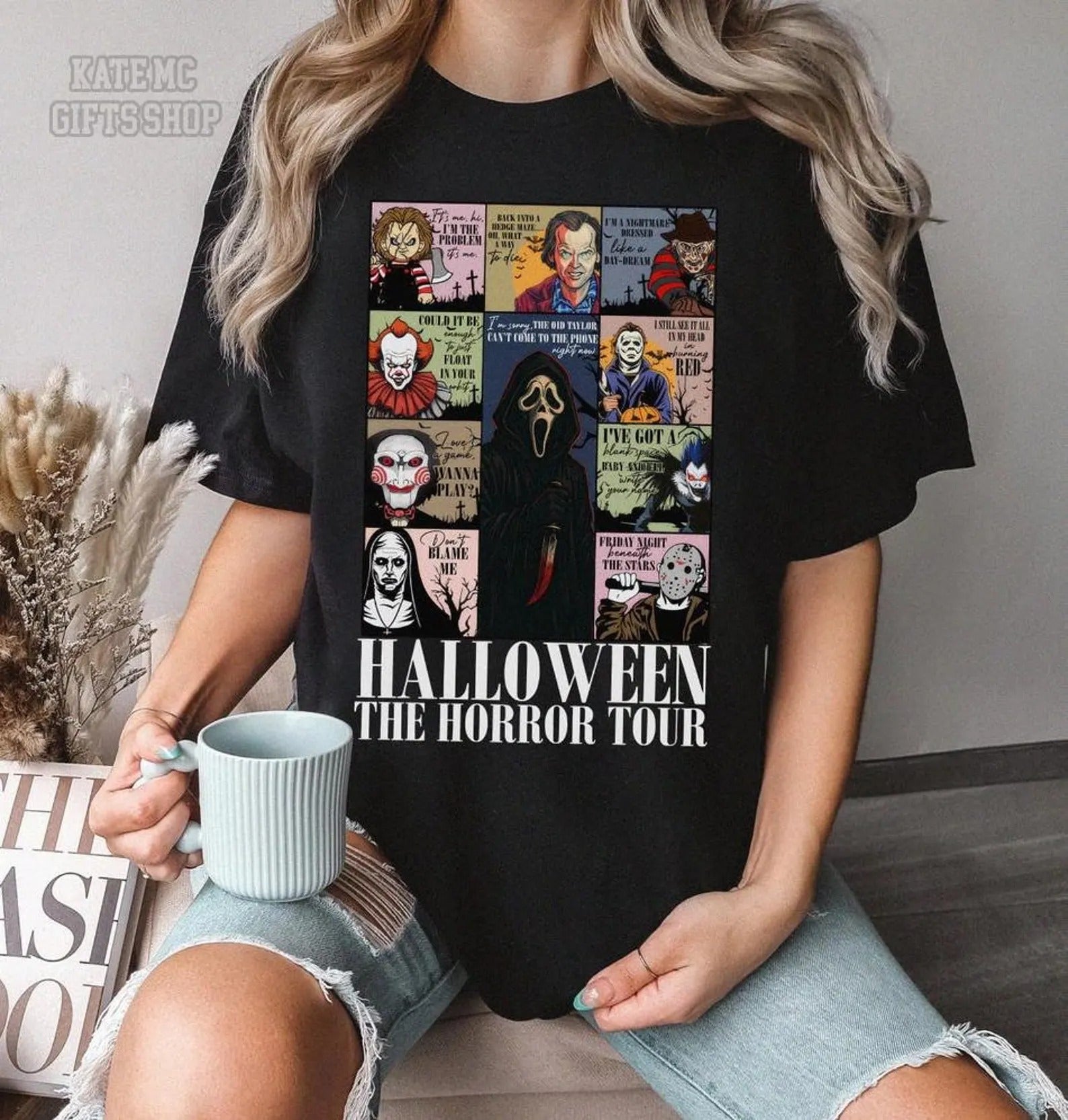 Halloween Horror Tour T-Shirt – Scary Movie Villains Graphic Tee for Men & Women & Kid