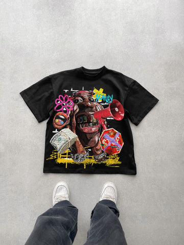 Hip Hop Streetwear Graphic T-Shirt – Urban Money Bulldog Print Tee for Men & Women