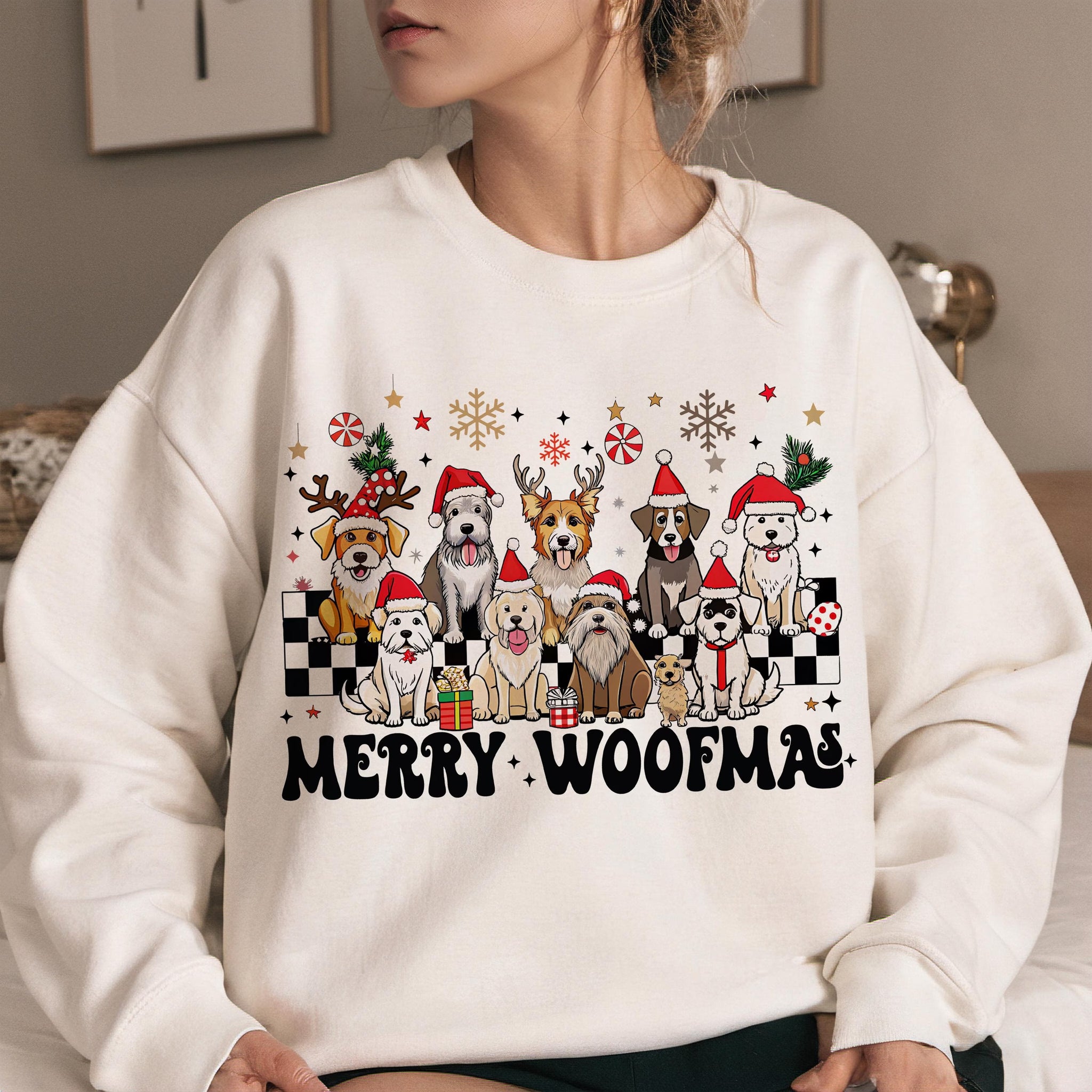 “Merry Woofmas” Dog Christmas Sweatshirt – Cozy Holiday Pullover for Dog Lovers