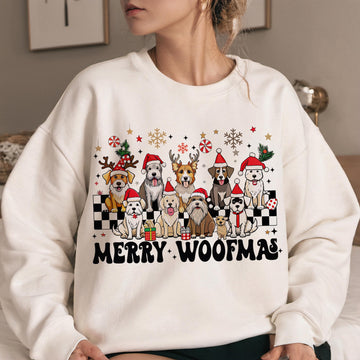 “Merry Woofmas” Dog Christmas Sweatshirt – Cozy Holiday Pullover for Dog Lovers