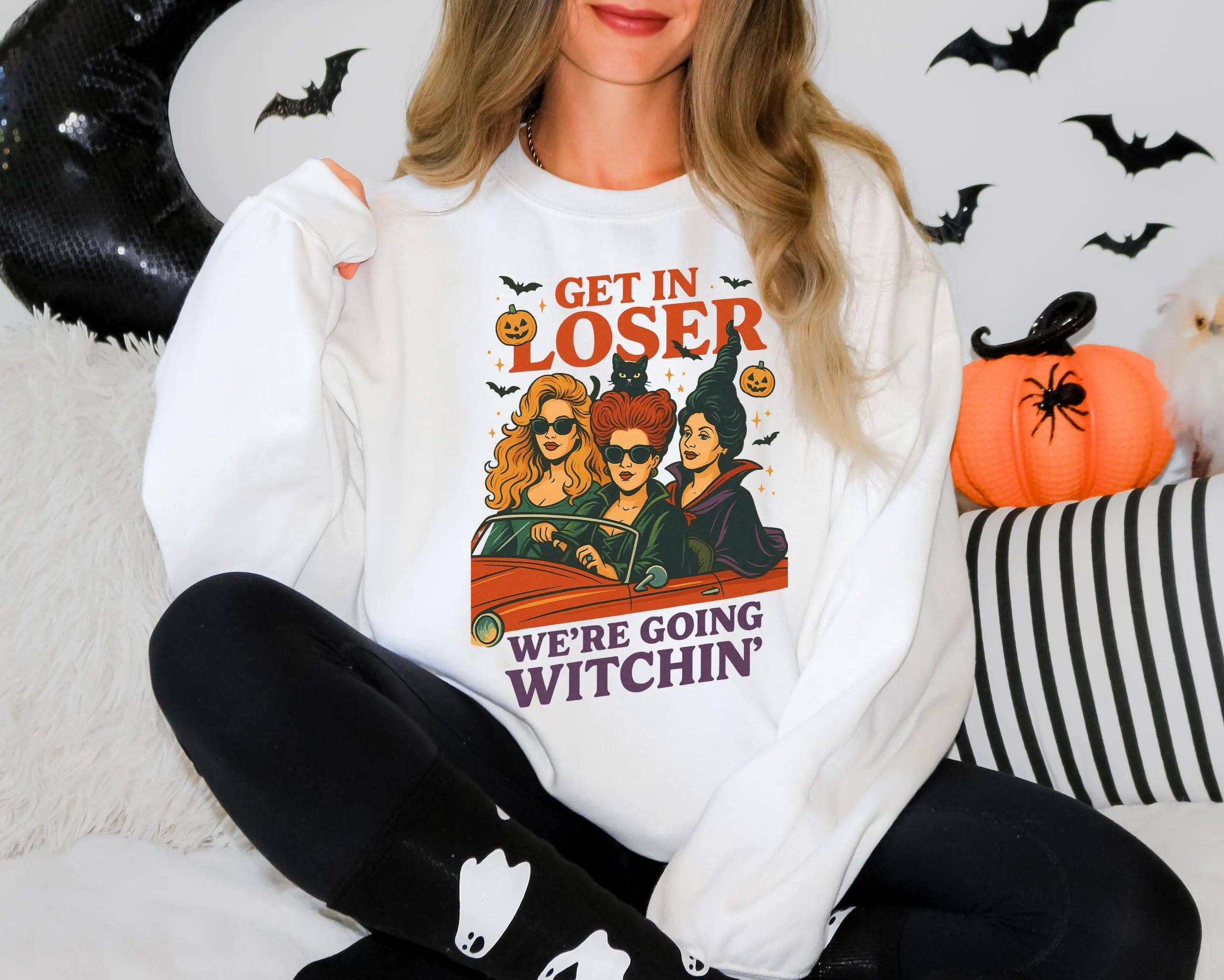 Get In Loser We’re Going Witchin’ Halloween Sweatshirt – Funny Witch Graphic Pullover