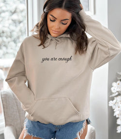"You Are Enough" Inspirational Hoodie – Positive Message Oversized Unisex Streetwear