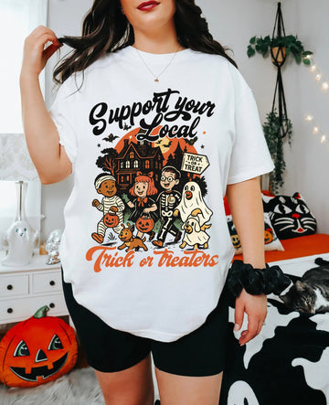Vintage Halloween Graphic T-Shirt – Support Local Trick or Treaters