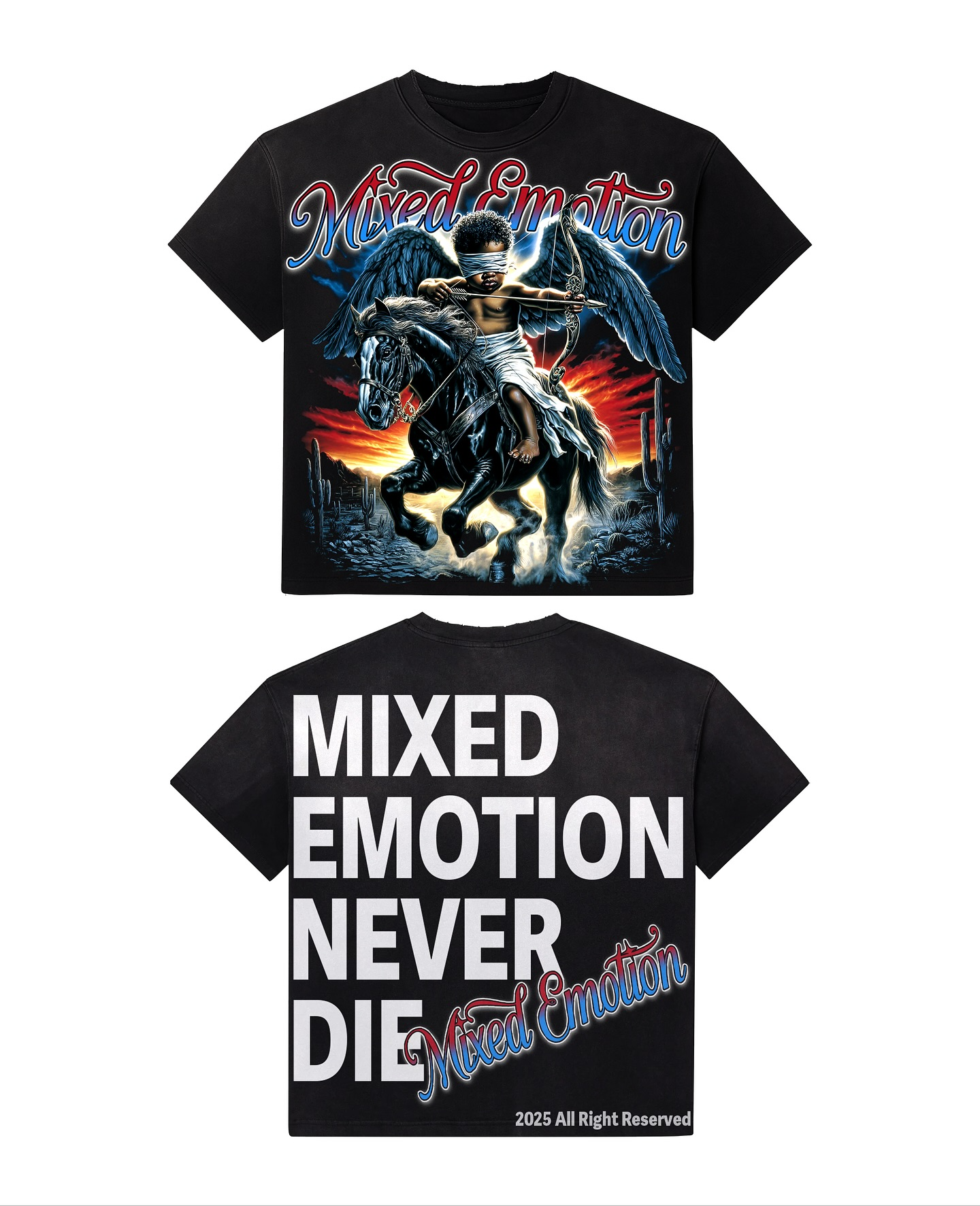 "Mixed Emotion Rider Tee– Unisex Y2K Graphic Tee | Kids & Adult Sizes | 100% Cotton | Harajuku Streetwear