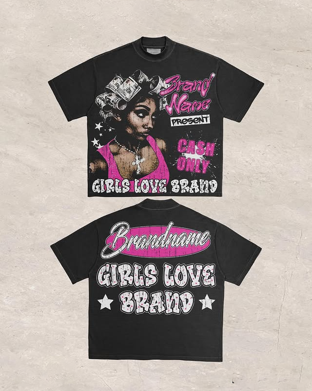 “Money Doll Tee” – Unisex Y2K Graphic Tee | Kids & Adult Sizes | 100% Cotton | Harajuku Streetwear