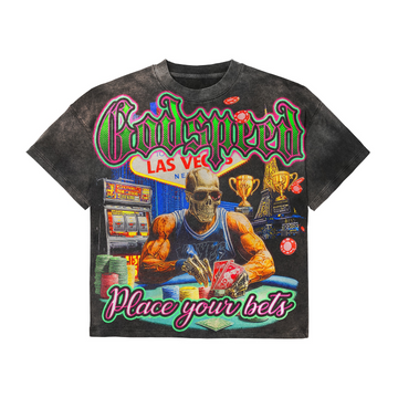 Vintage Graphic"Skull Gambler" Tops Wash Tshirt streetwear, Y2K style Casual Cotton Classic Crewneck DesignTees