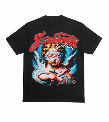 Saints Vision Angel Graphic Tee – See No Evil Streetwear Oversized T-Shirt