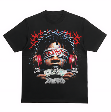 Saints Vision Graffiti Tee – Blindfold Rap Graphic Black Streetwear T-Shirt