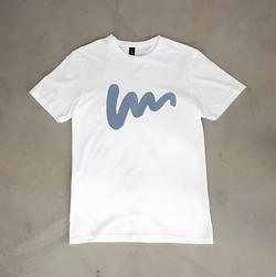 Minimalist Graphic T-Shirt – Modern Casual White Tee with Abstract Logo Design