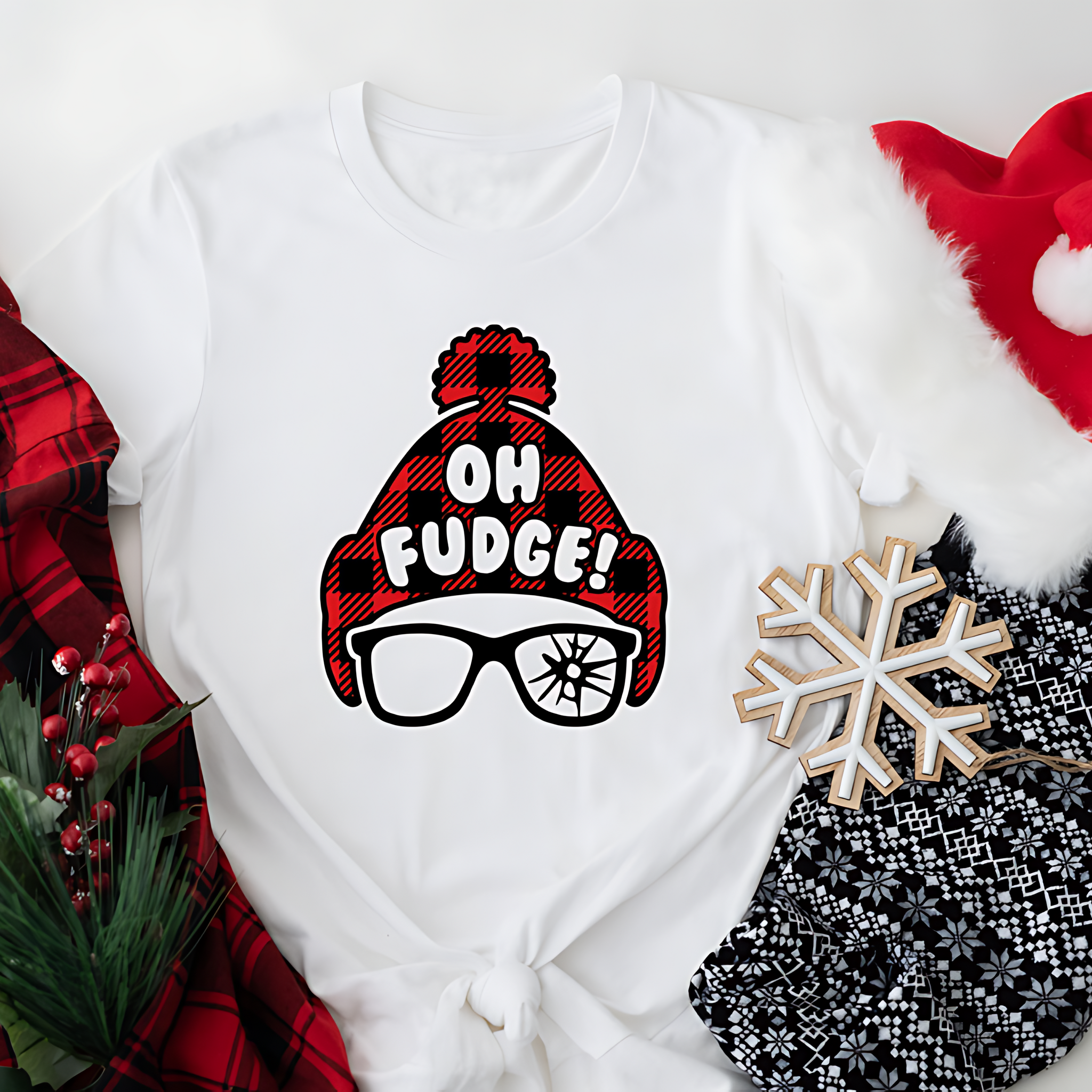 Funny Christmas T-Shirt – “Oh Fudge!” Holiday Graphic Tee for Men & Women and Family
