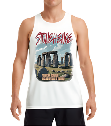 Men's Letter & Landscape Print Crew Neck Sleeveless Tank Top, Summer